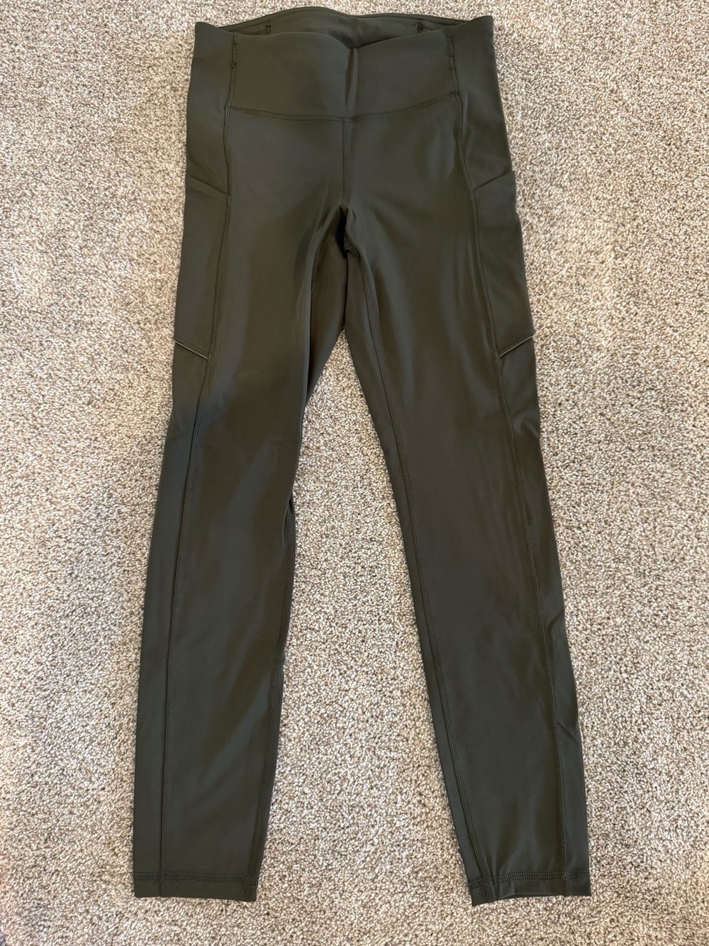 Lululemon High-Waist Olive Leggings with Pockets